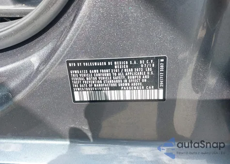 2019 Volkswagen Jetta 1.4T Sel из США, поврежденный, VIN 3VWE57BUXKM081988